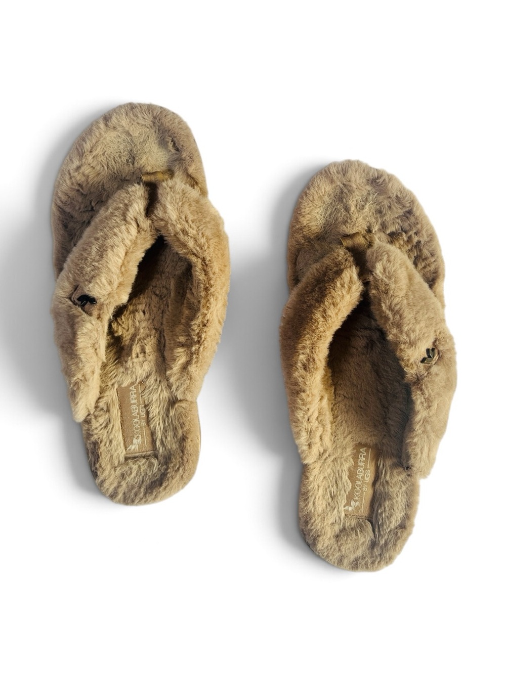 Koolaburra by Ugg Tan Faux-Fur Thong Slippers, L